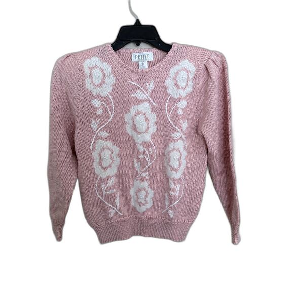 Petite Sophisticate Sweaters - Vintage Petite Sophisticate Floral Pearl Knit Sweater – Grandmacore Coquette